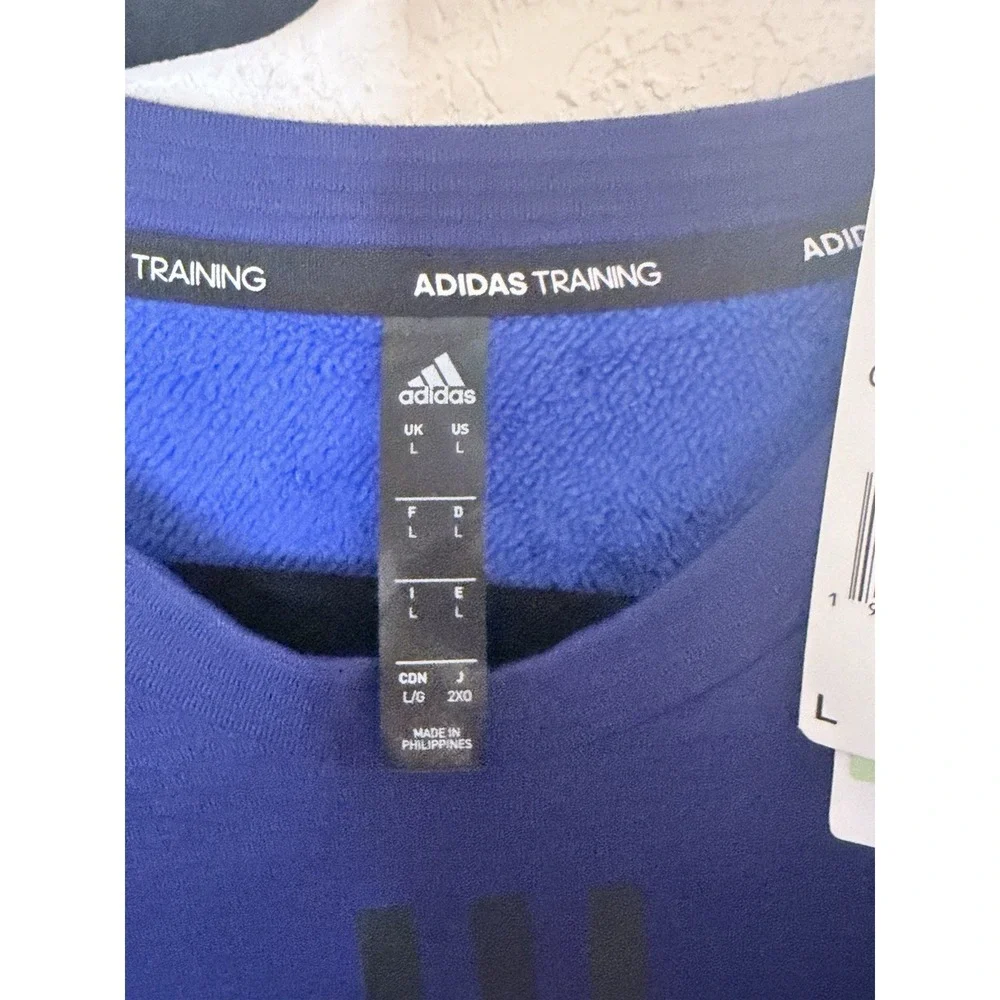 Adidas C.READY‎ TRG CREW Sweatshirt Mens L Victory Blue 3 Stripe Logo NWT$80